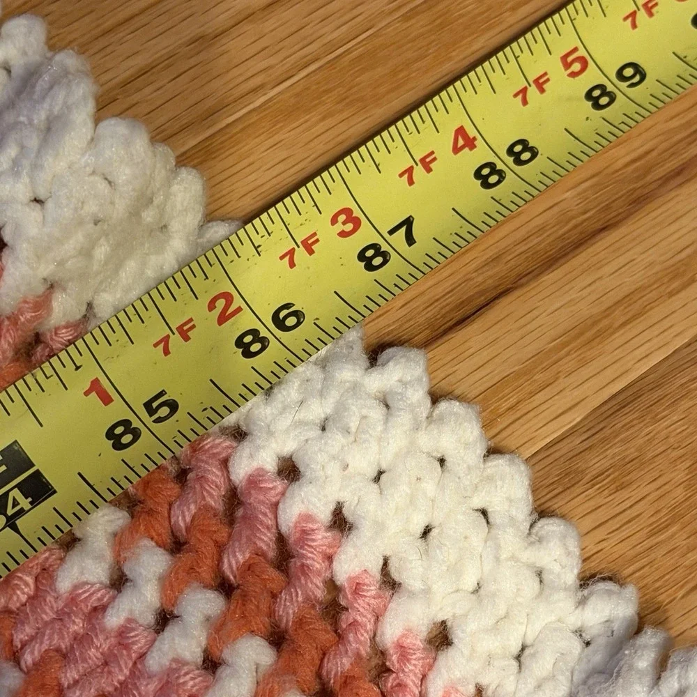Vintage Crochet 3D Rose Flower Granny Square Blanket Afghan Pink Green 45x86 Bed